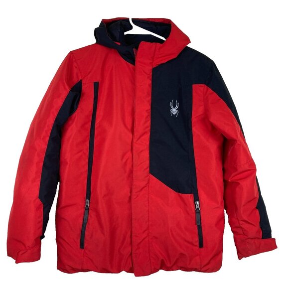 Spyder Other - Spyder Youth Boys L 14 / 16 Hooded Ski Snow Winter Jacket Logo Zip Pockets